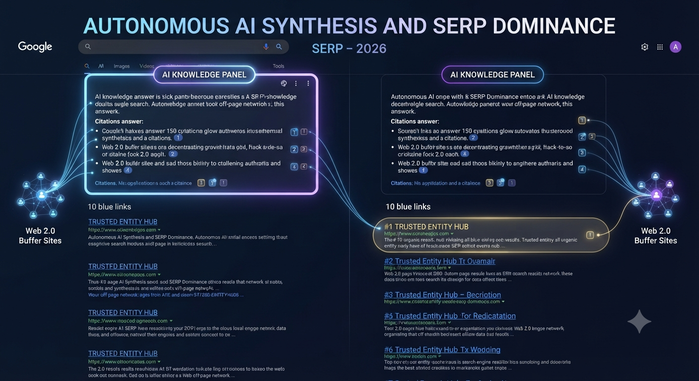 Autonomous AI Synthesis and SERP Dominance by Web 2.0 Entity Hubs