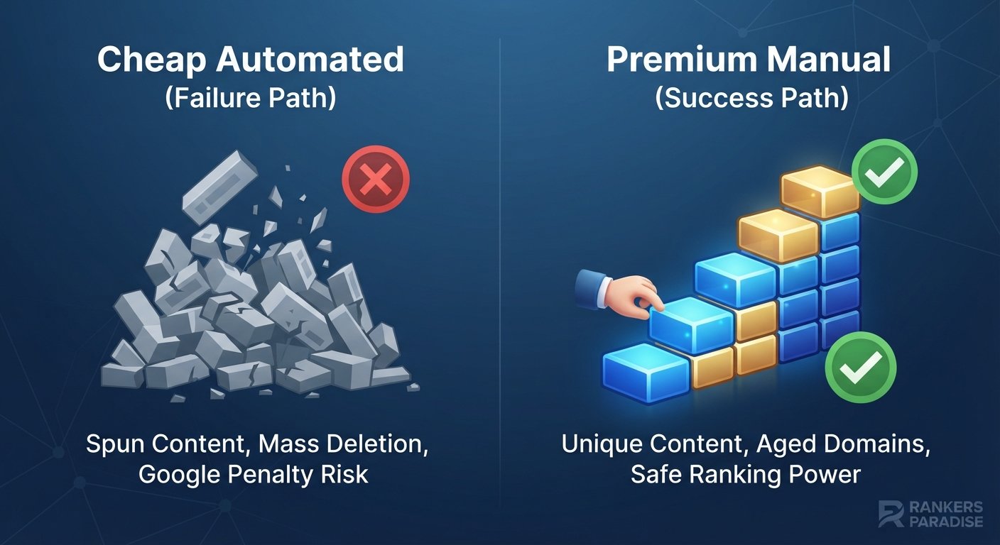 Web 2.0 Backlinks Comparison: Automated Spam vs. Premium Manual Service