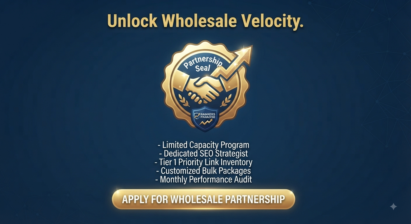 Professional call to action graphic inviting high-volume clients to apply for the exclusive Rankers Paradise wholesale program.