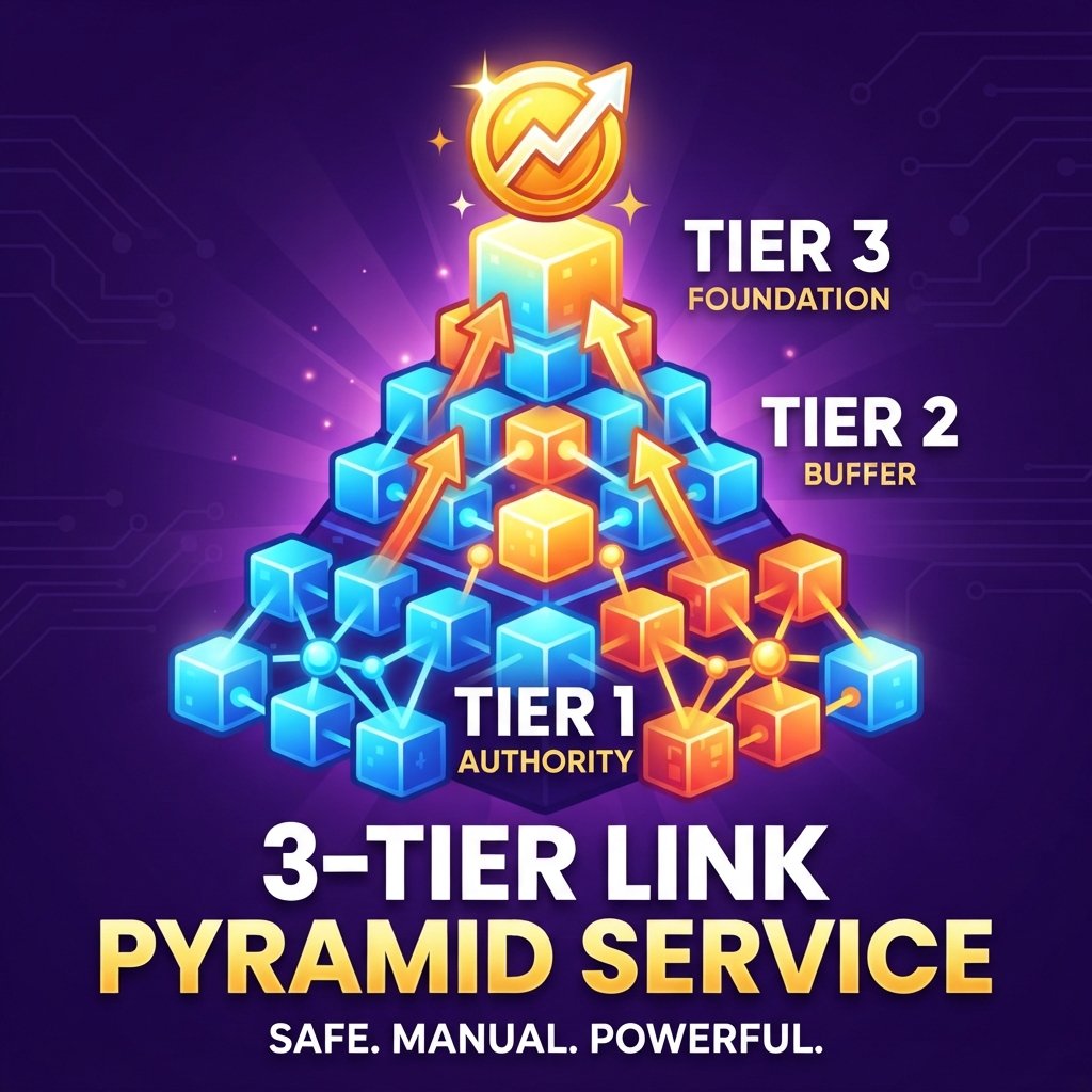 Diagram illustrating the 3-Tier Link Pyramid Service backlink strategy