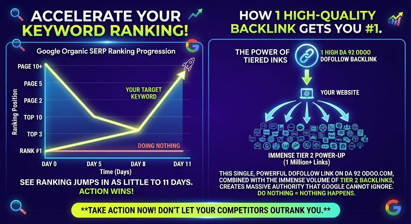 Google SERP Ranking Growth Chart Showing How High DA Odoo Backlinks Achieve #1 Rankings
