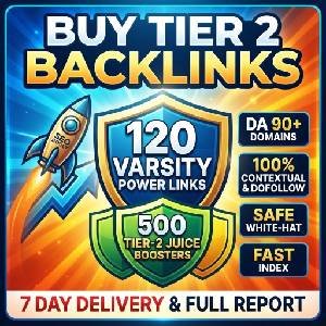 Buy Tier 2 Backlinks - 120 Varsity Power Links & 500 Juice Boosters