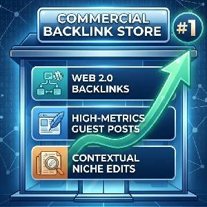 A professional infographic for a commercial backlink store offering Web 2.0s, guest posts, and niche edits for SEO.