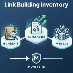 Visualizing a diversified commercial link building inventory of guest posts, niche edits, and web 2.0 backlinks.
