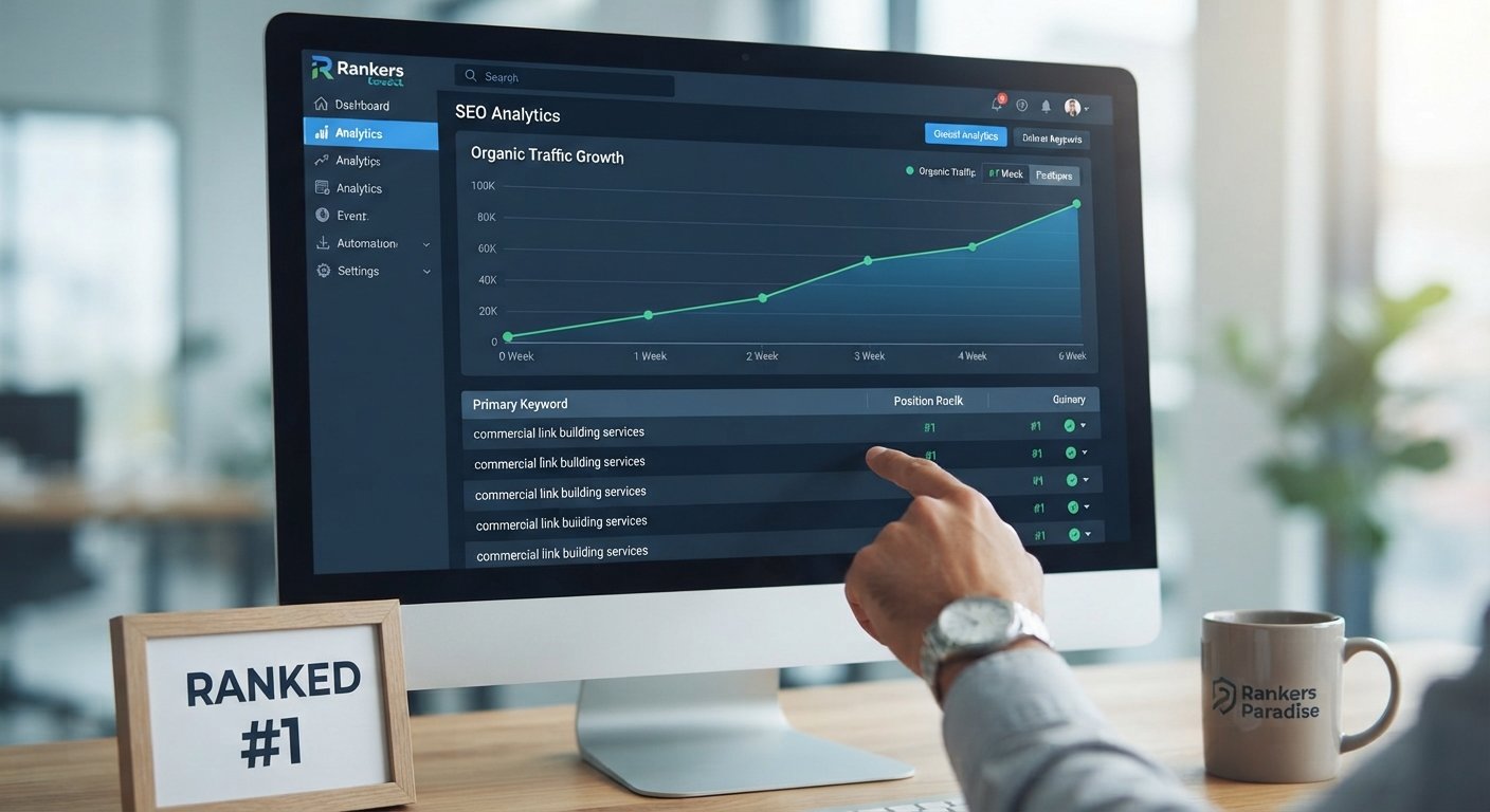 SEO Analytics Dashboard Showing #1 Google Rankings