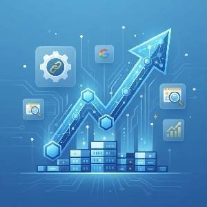 A visual representation of a comprehensive SEO link building campaign showing an upward trend.