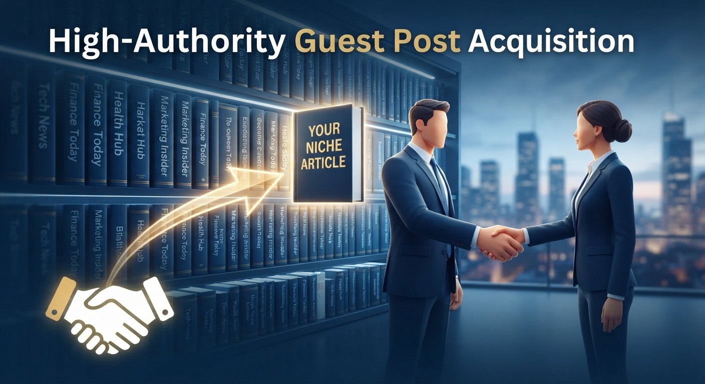 Illustration of securing high-authority guest posts within relevant niche libraries.