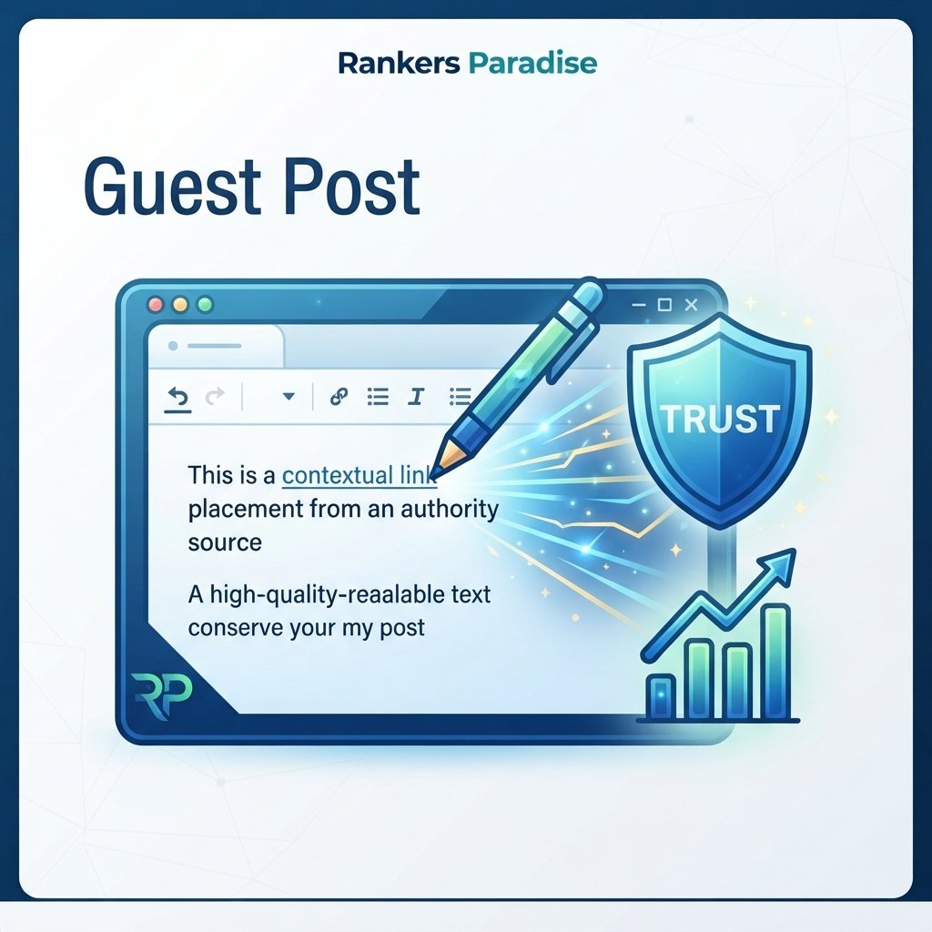 Infographic close-up of a digital pen inserting a contextual hyperlink into high-quality text, connected to a trust shield.