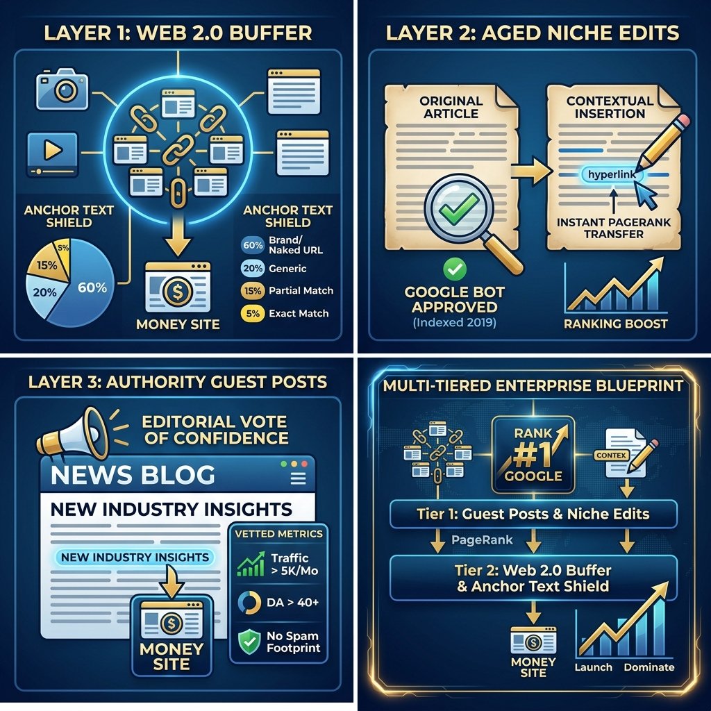 Web 2.0 Backlinks Buffer Layer and Anchor Text Shield Diagram