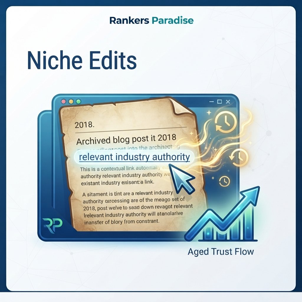 Infographic close-up showing a hyperlink being inserted into an aged, textured document from 2018, surrounded by golden energy.