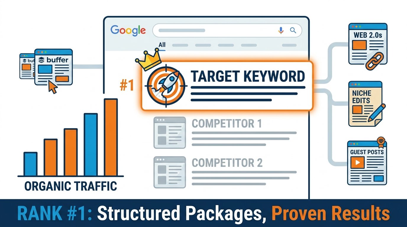 A search engine results page (SERP) showing the Rankers Paradise rocket ship at the number one position for a target keyword, labeled Rank #1.