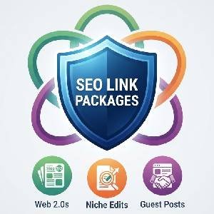 infographic visualizing seo link packages including web 2.0s niche edits and guest posts