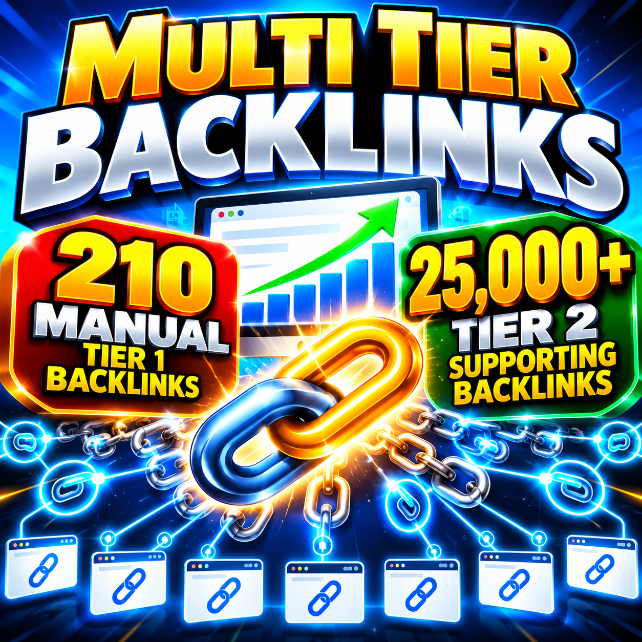 Tiered backlink building service with manual and supporting backlinks